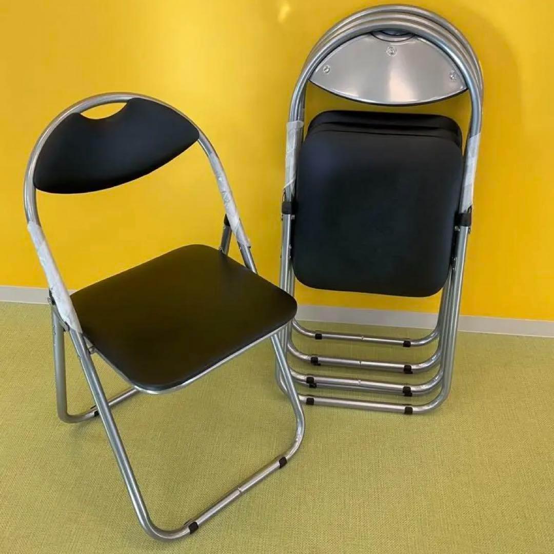 ★新品未使用★ パール金属 パイプイス 4脚 会議用 BK N-7874