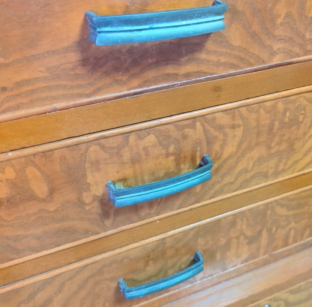 昭和　レトロ　タンス　箪笥　チェスト　引き出し　波板ガラス　ガラス戸