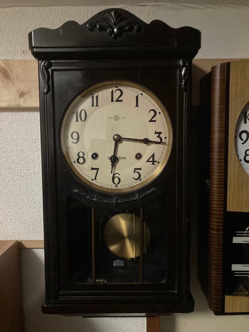 SEIKOSHA 柱時計 宮型本打ち式ボンボン時計 稼働中