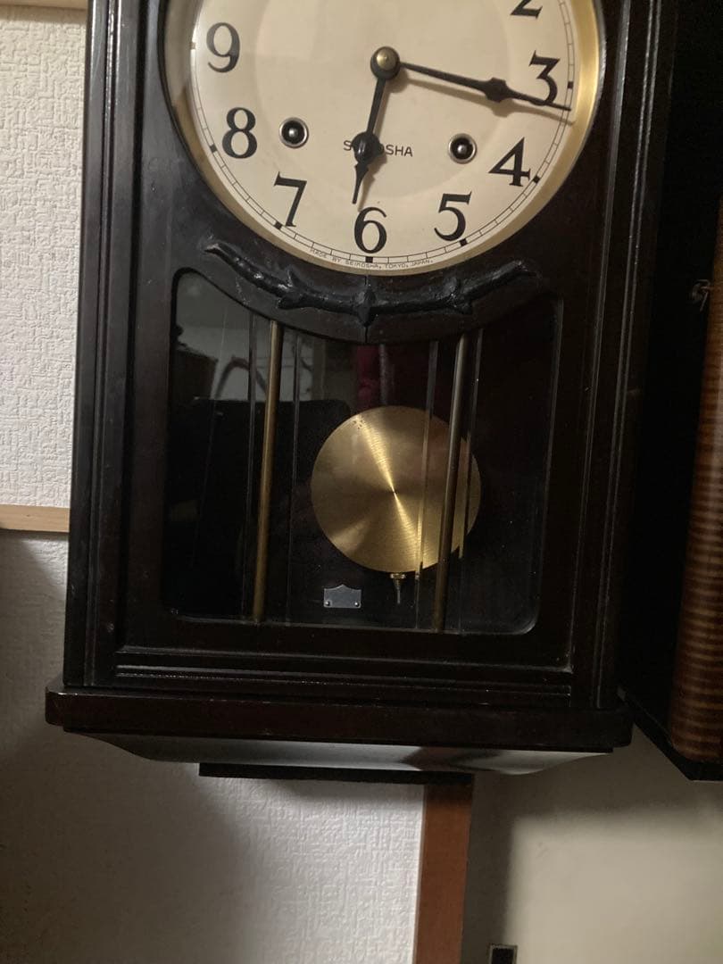 SEIKOSHA 柱時計 宮型本打ち式ボンボン時計 稼働中
