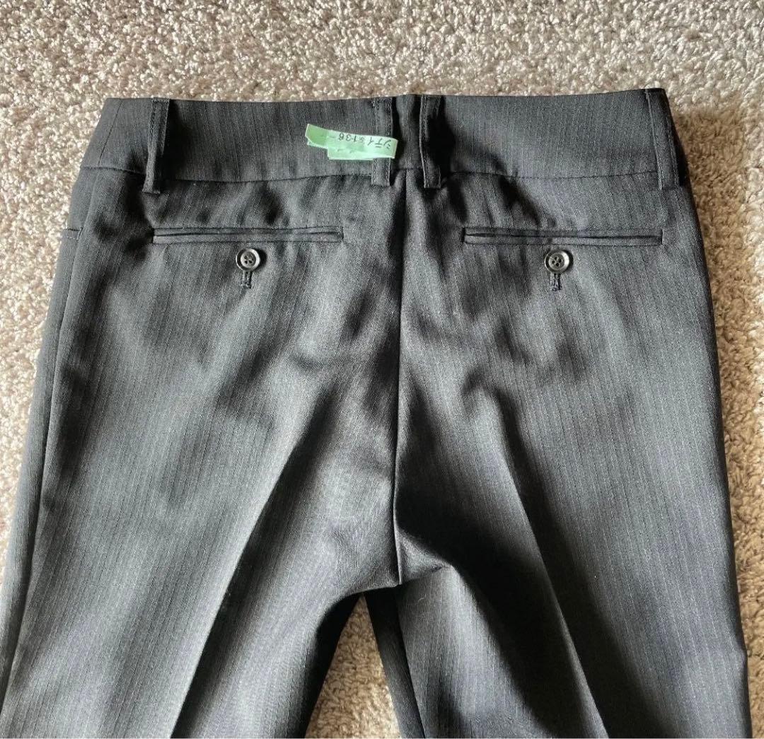 美品　LE SOUK ルスーク ＊ パンツスーツ 38 黒 ストライプ