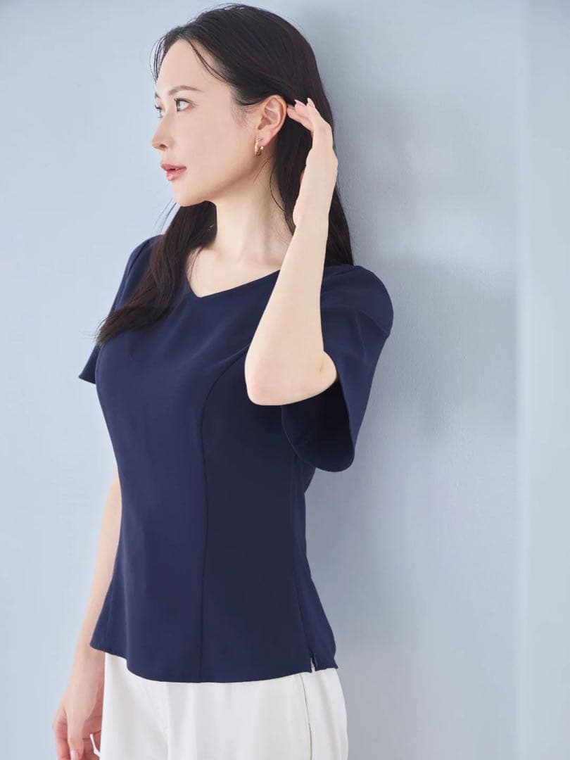 overE　ストレッチフレアスリーブブラウス25SS/U65