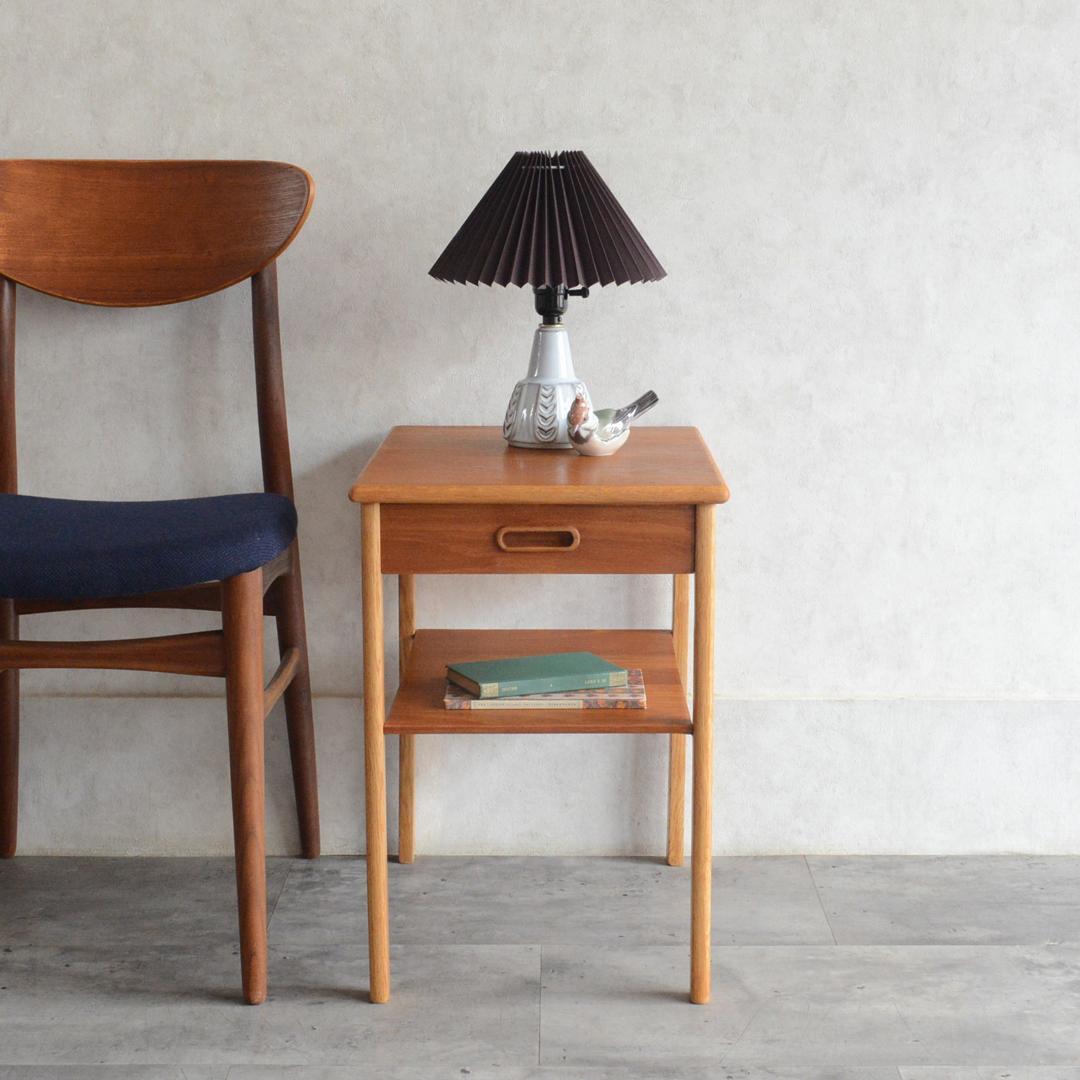 デンマーク 北欧ヴィンテージ チーク サイドテーブル 北欧家具 ナイトテーブル