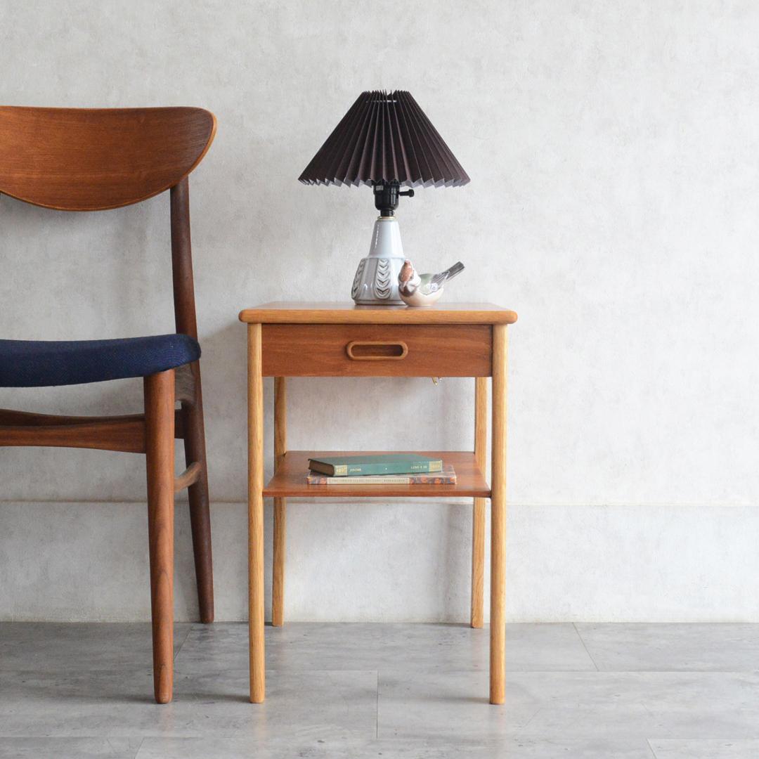 デンマーク 北欧ヴィンテージ チーク サイドテーブル 北欧家具 ナイトテーブル