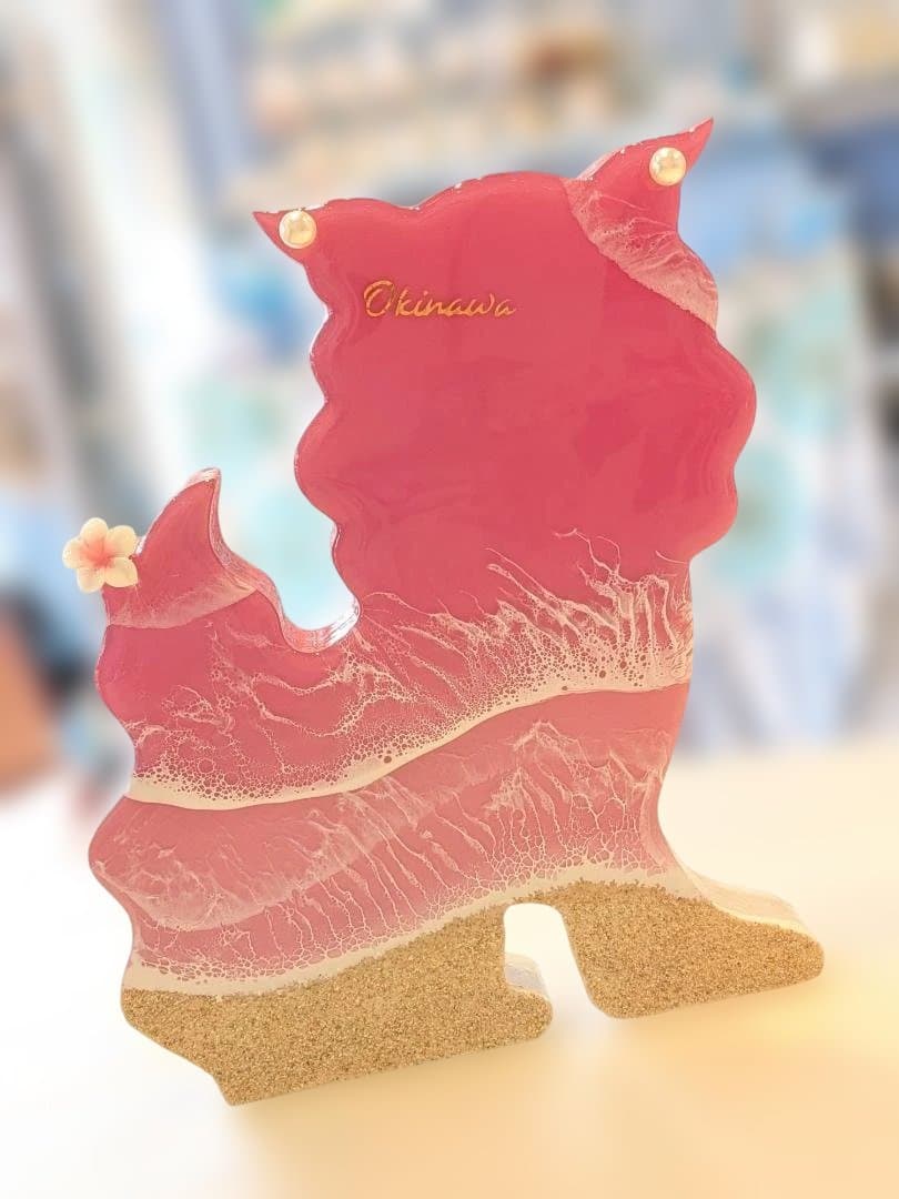 ⑨シーサーのオーシャンアート　沖縄　(メス)　レジンアート