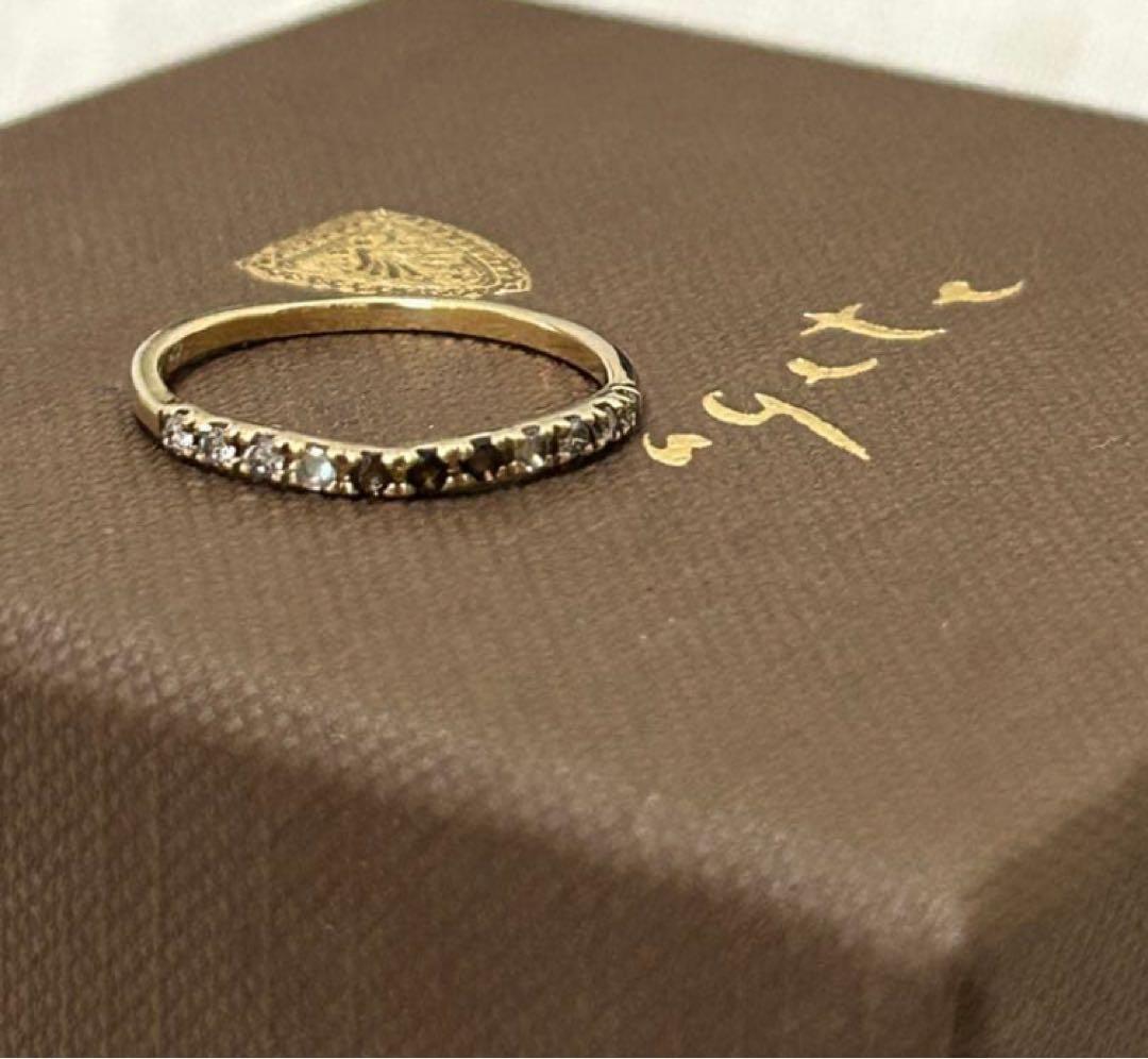 【agete】K10 ダイヤハーフエタニティリング※価格約49500円※11号