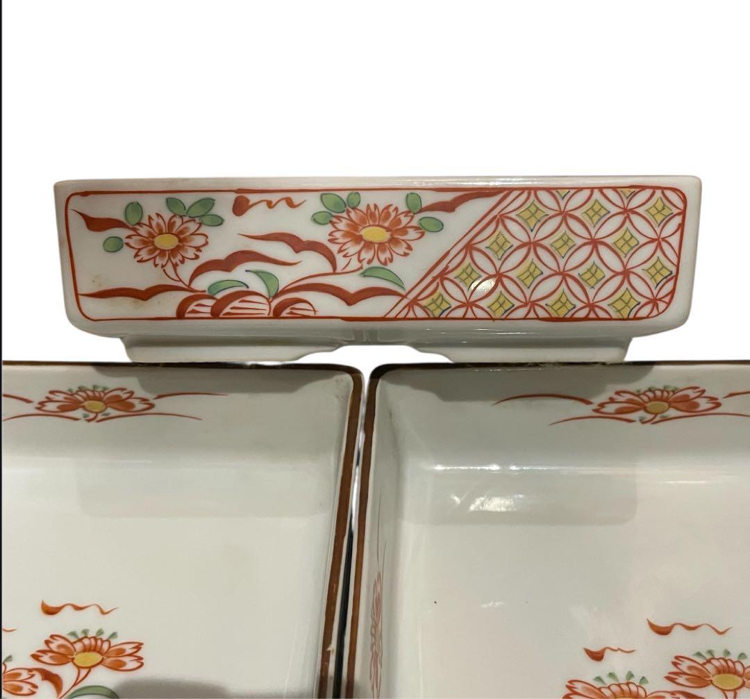 大吉窯 和モダン 15cm角皿 5枚セット 美濃焼 赤絵・染付