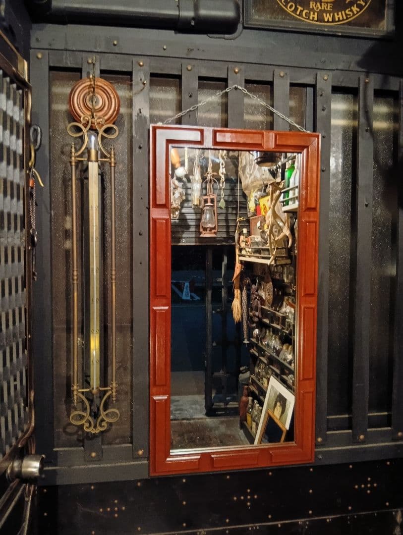 1960's　デンマーク　チーク　無垢材　ブロック　デザイン　ウォール　ミラー