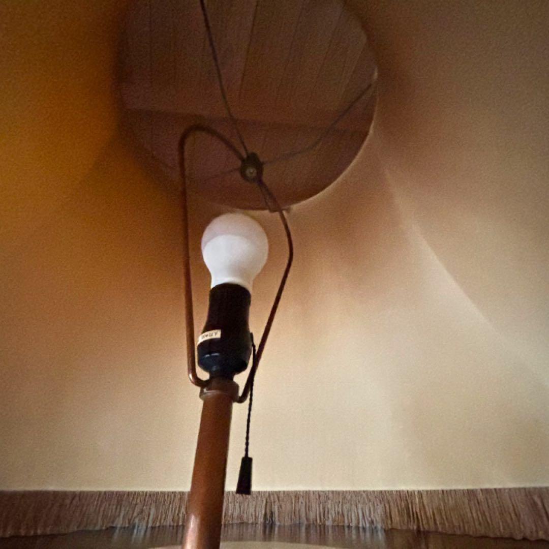 木製フロアランプ 布シェード 高さ160cm 大型照明 アンティーク　レトロ