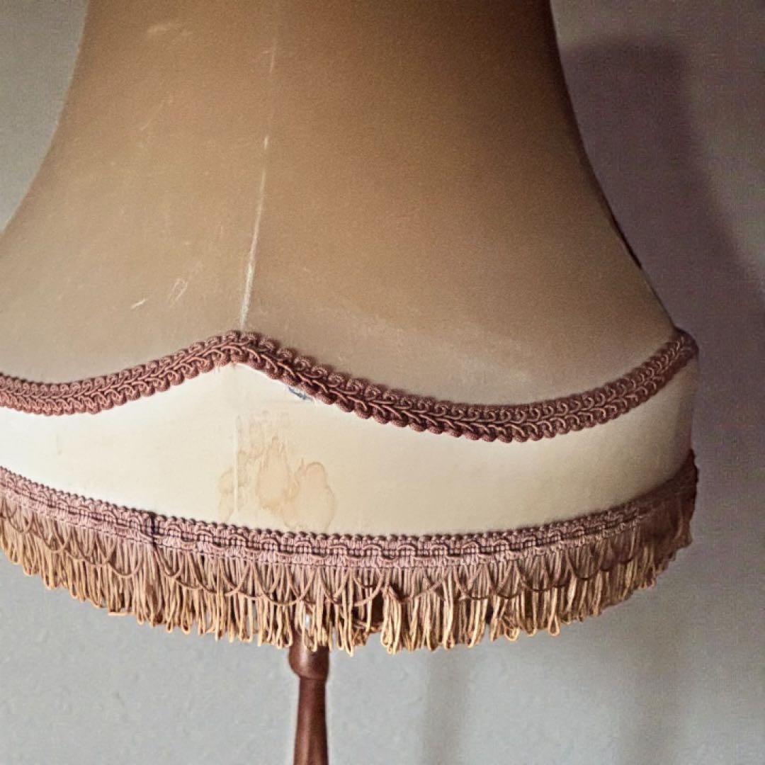 木製フロアランプ 布シェード 高さ160cm 大型照明 アンティーク　レトロ