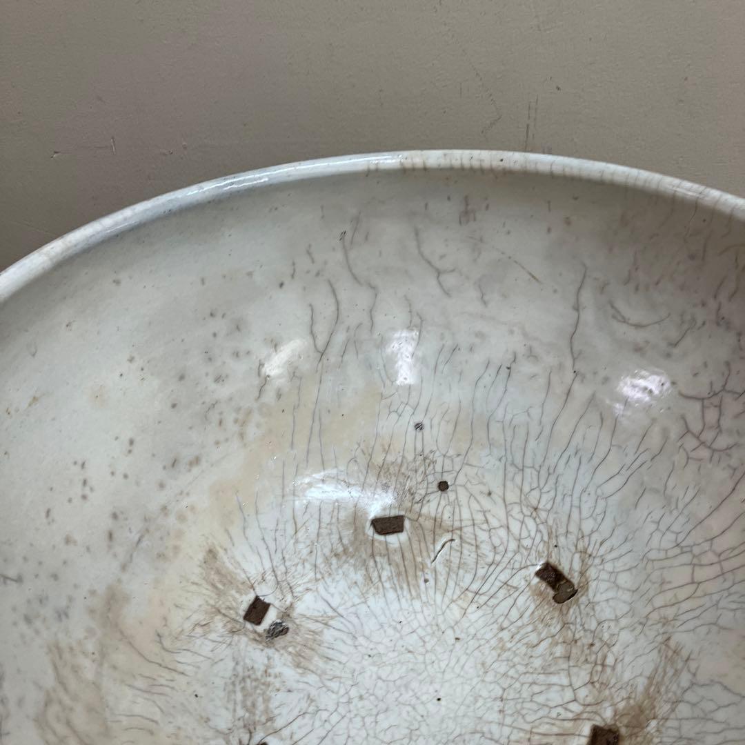 C-5 昭和レトロ 大型 貫入 大鉢 白磁 鉢カバー 花瓶 花器 フラワー