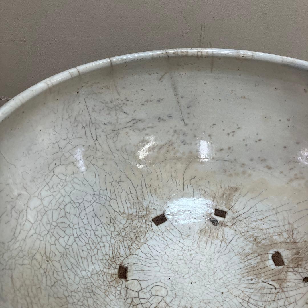 C-5 昭和レトロ 大型 貫入 大鉢 白磁 鉢カバー 花瓶 花器 フラワー