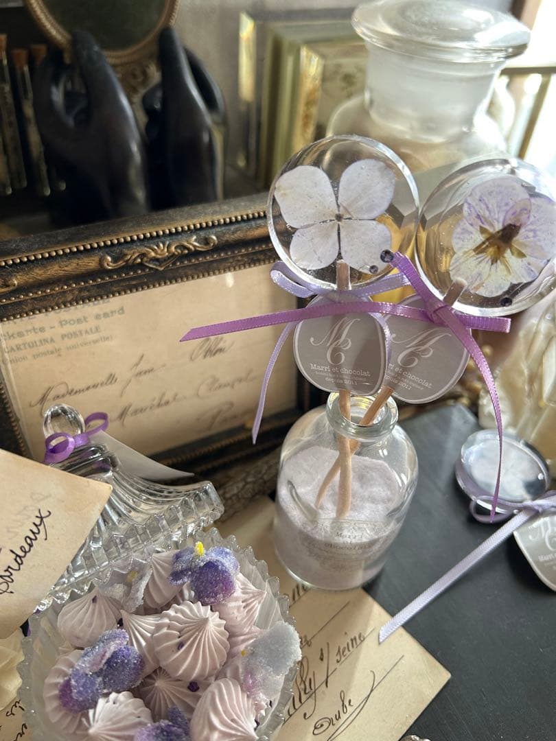 淡いラベンダーカラー 紫陽花ロリポップキャンディー フェイクスイーツ