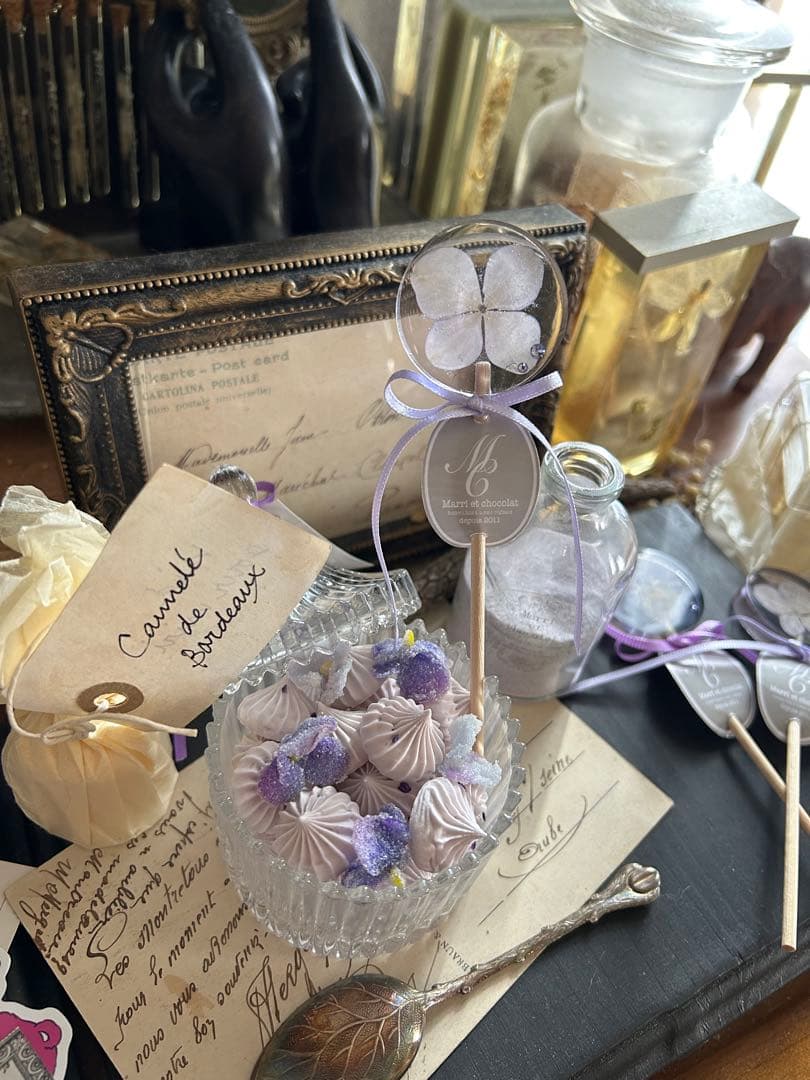 淡いラベンダーカラー 紫陽花ロリポップキャンディー フェイクスイーツ