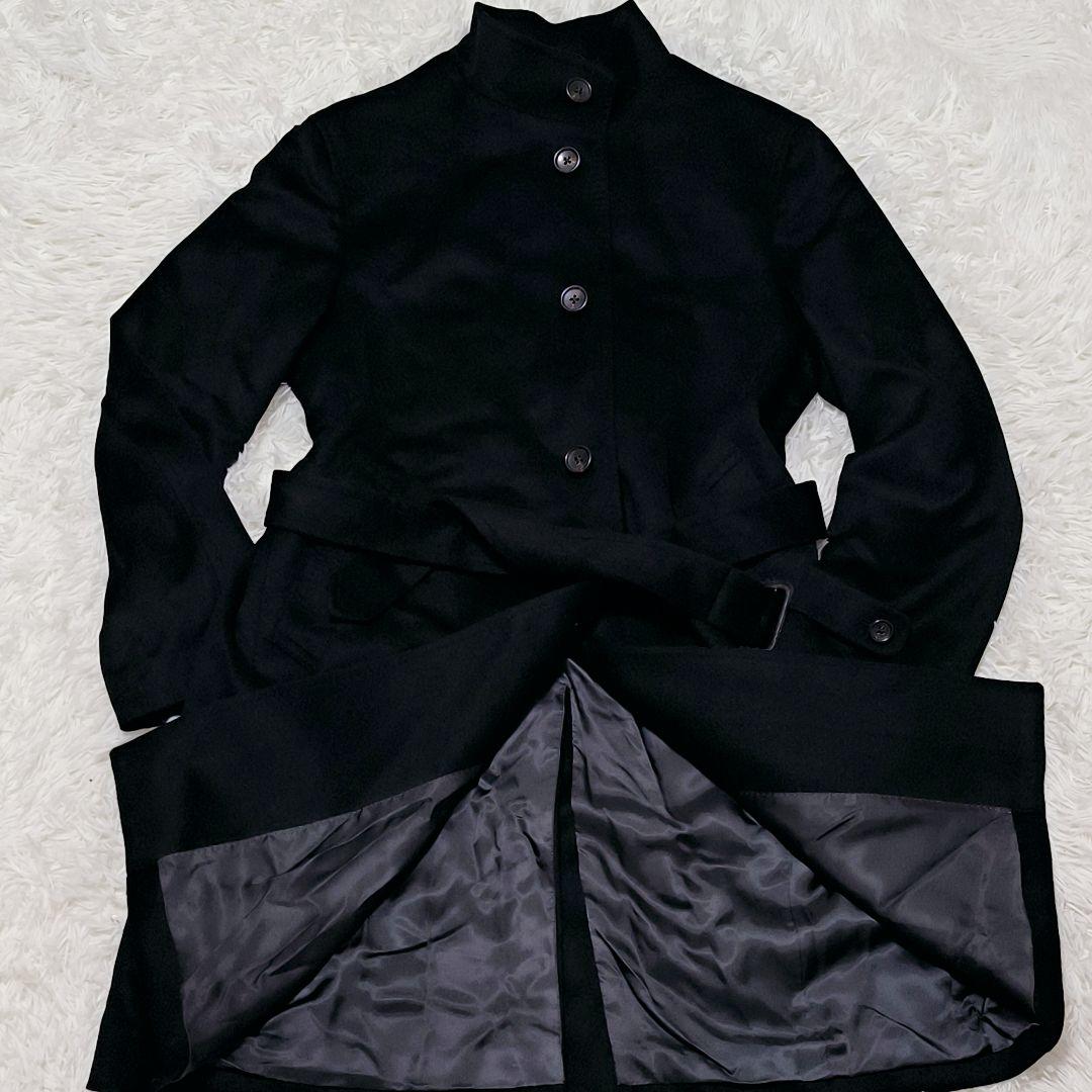 ピュアカシミヤ100% ステンカラーコート ベルト付 ロングコート