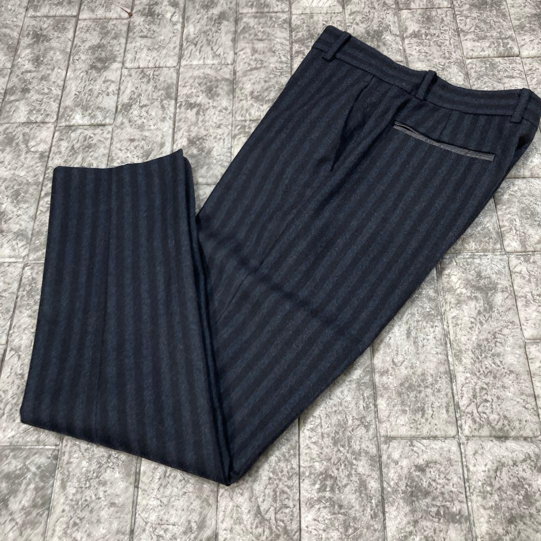 EPOCA パンツスーツ　セットアップ　レザーコンビ　ストライプ