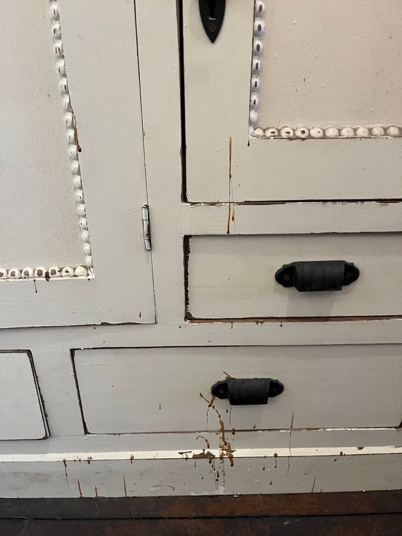 SALE◼︎古いホワイトペイントキャビネット白アンティークヴィンテージシャビー