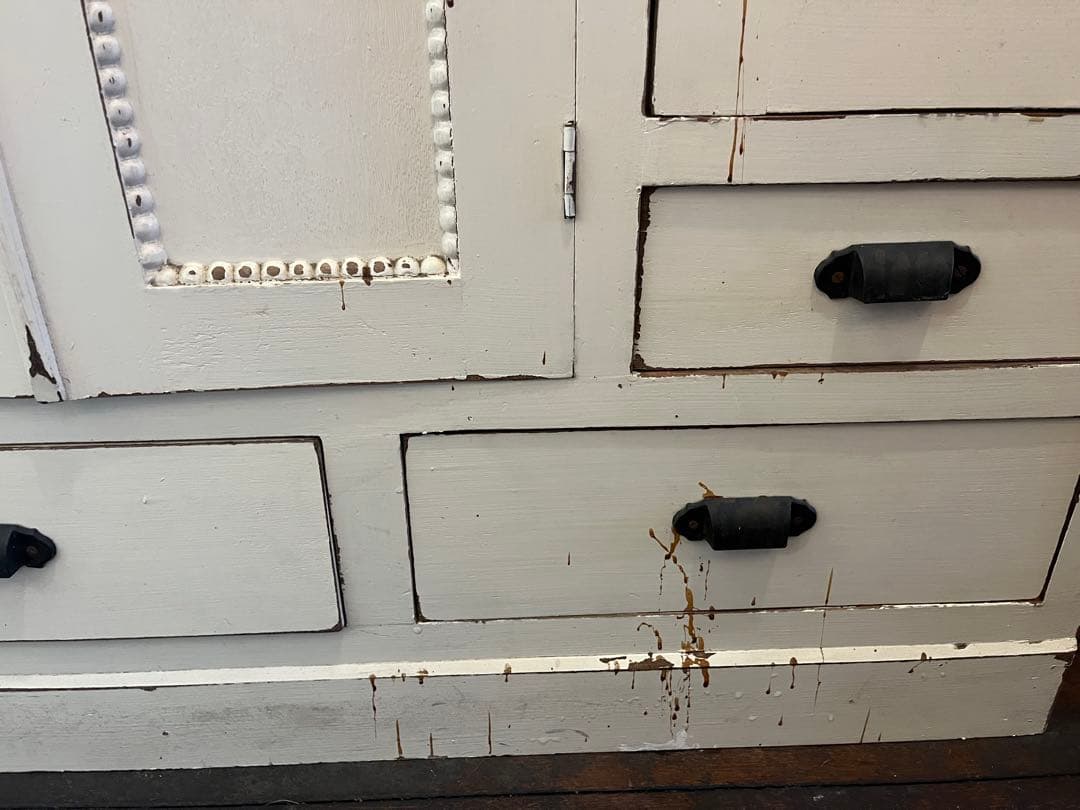 SALE◼︎古いホワイトペイントキャビネット白アンティークヴィンテージシャビー