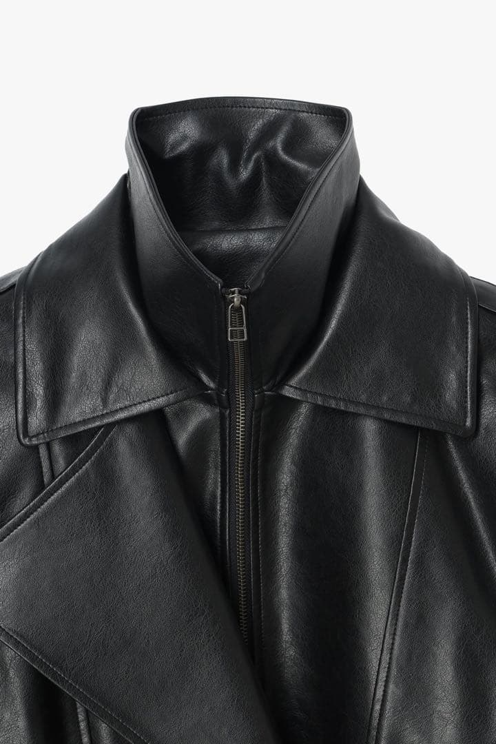 定価以下Venica Carven スタンドカラーレザーブルゾン　ブラウン