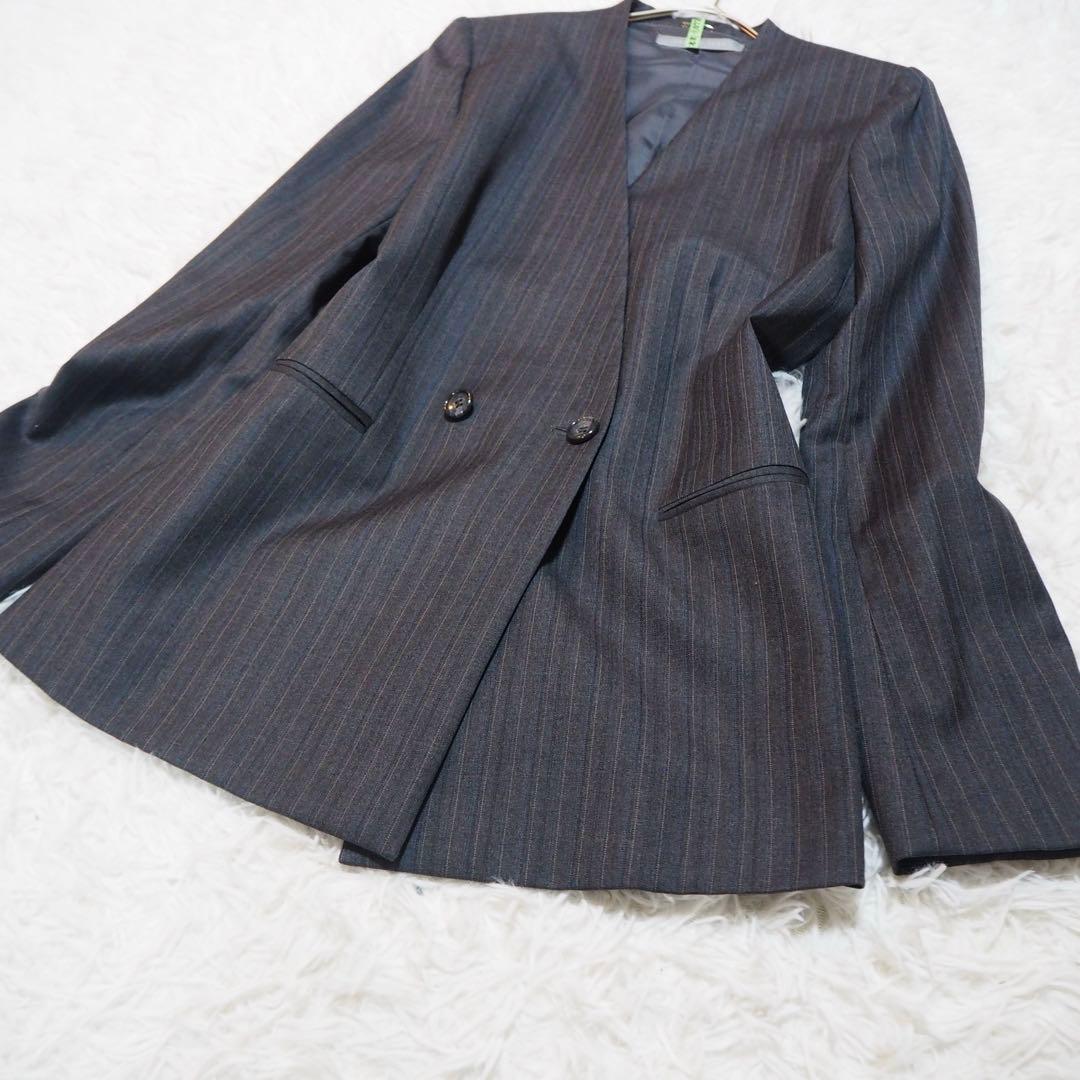 極美品 セオリーリュクス ロロピアーナ スーツセットアップ ノーカラー シルク