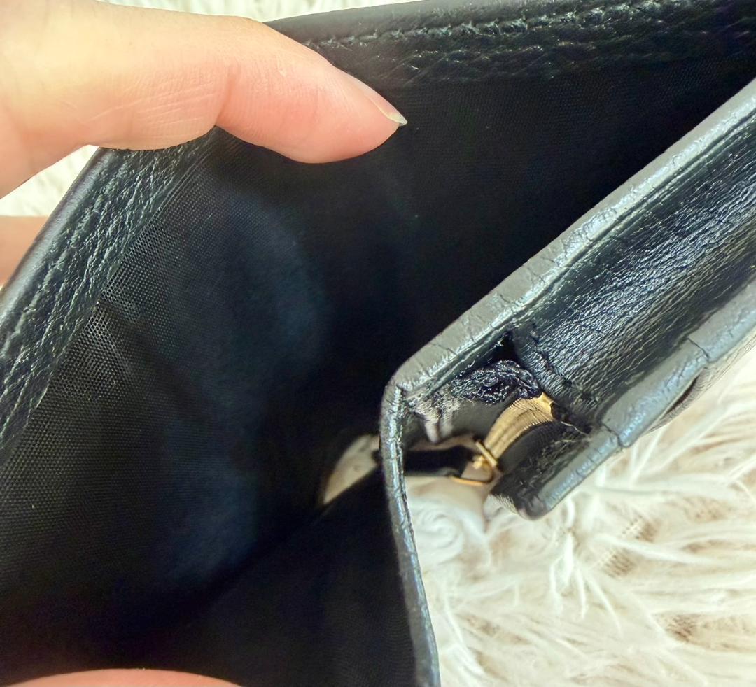 GUCCI グッチ 二つ折り財布 GGマーモント レザーブラック