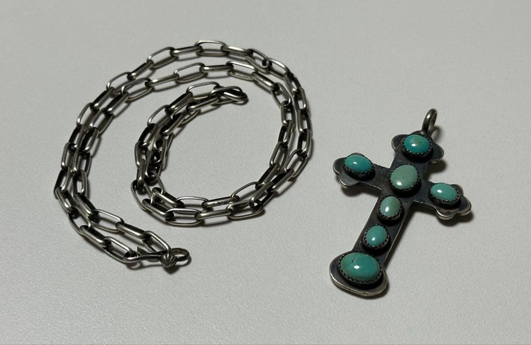 vintage NAVAJO ナバホ クロストップ ターコイズ シルバーチェーン