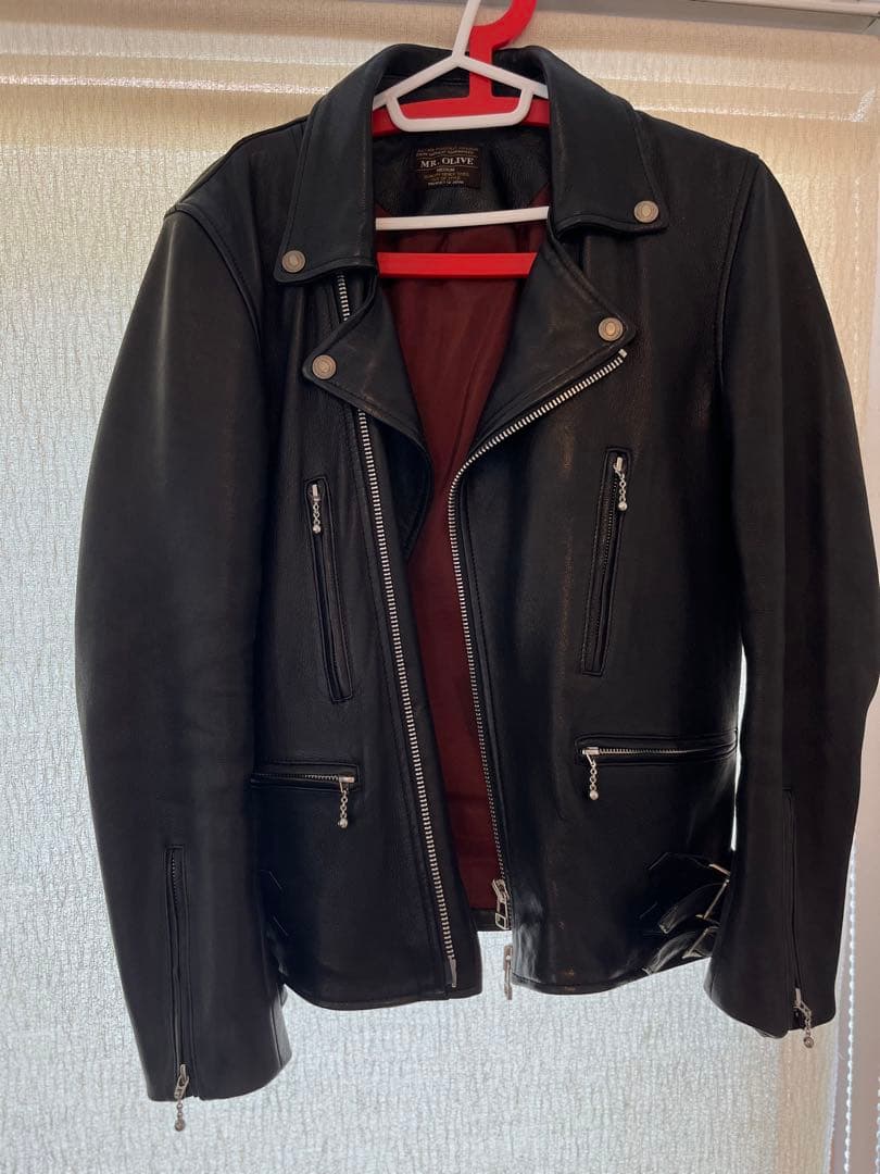 ミスターオリーブ ダブルライダース 羊革 本革 黒 美品 銀金具