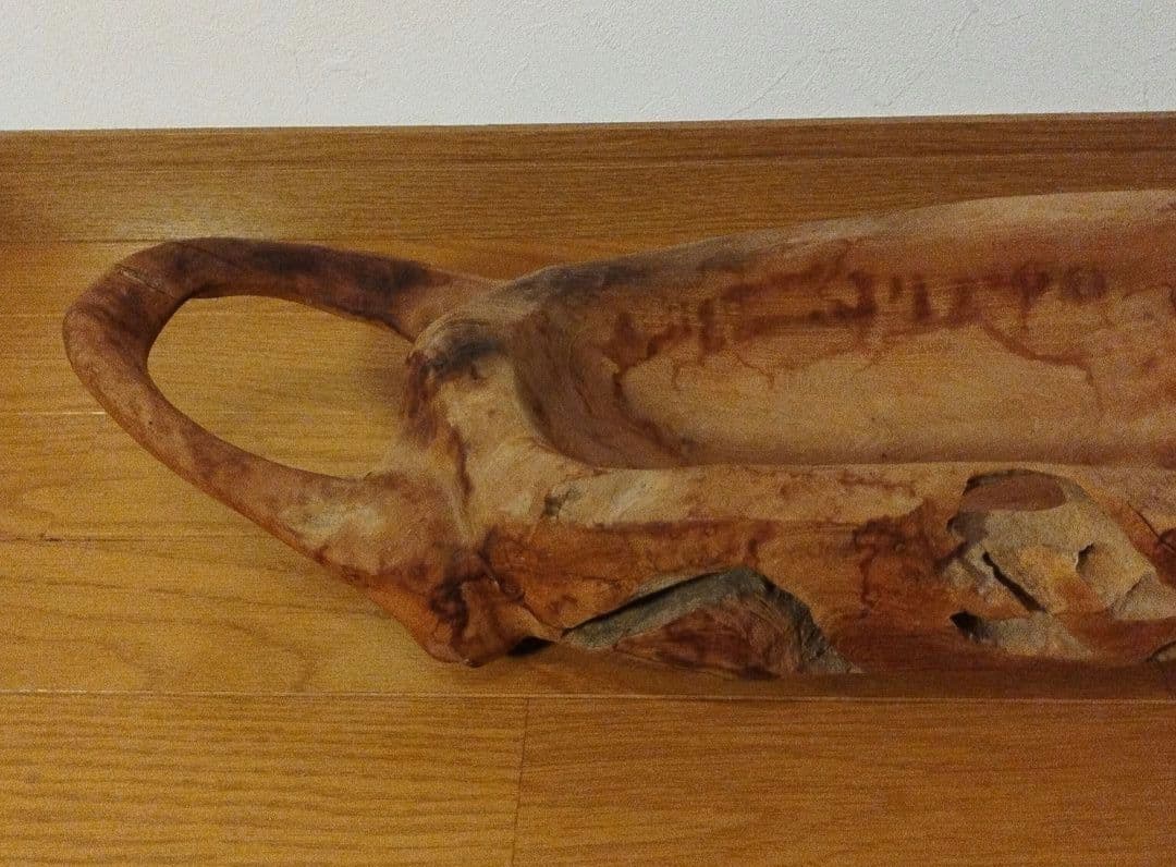 古木 皿 器 無垢 ヴィンテージ アンティーク 木製 大型 ハンドルバスケット