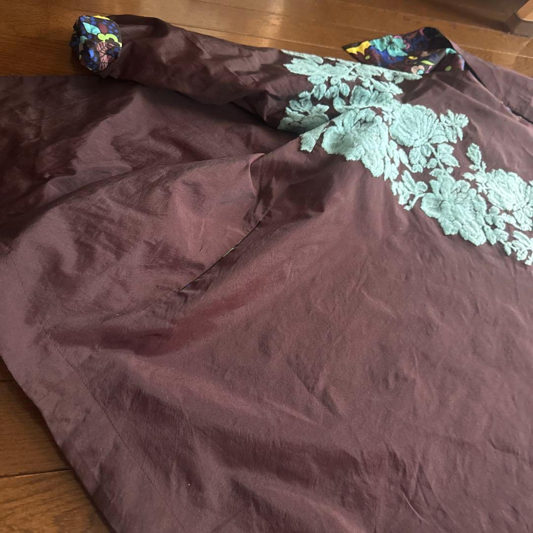 TOKUKO 1er VOL 花柄ロングコート Aラインコートリバーシブル