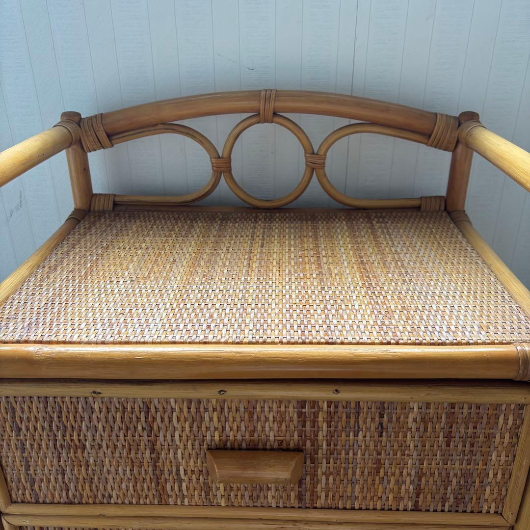 ヴィンテージ☆ラタンチェスト 4段 収納棚 ナチュラル アジアン家具 籘家具