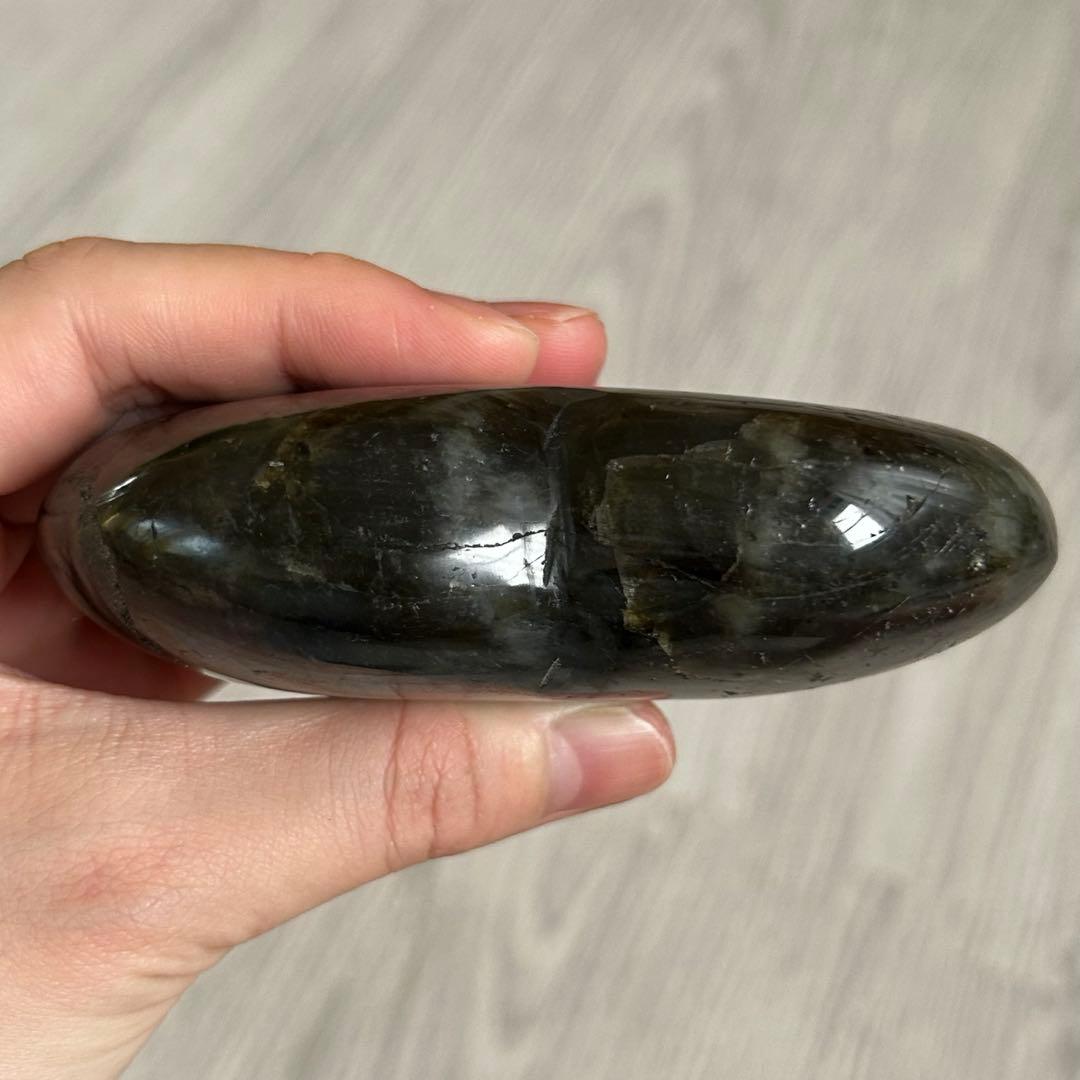 ラブラドライト　大きめ　ハート　両面シラー良い　402g