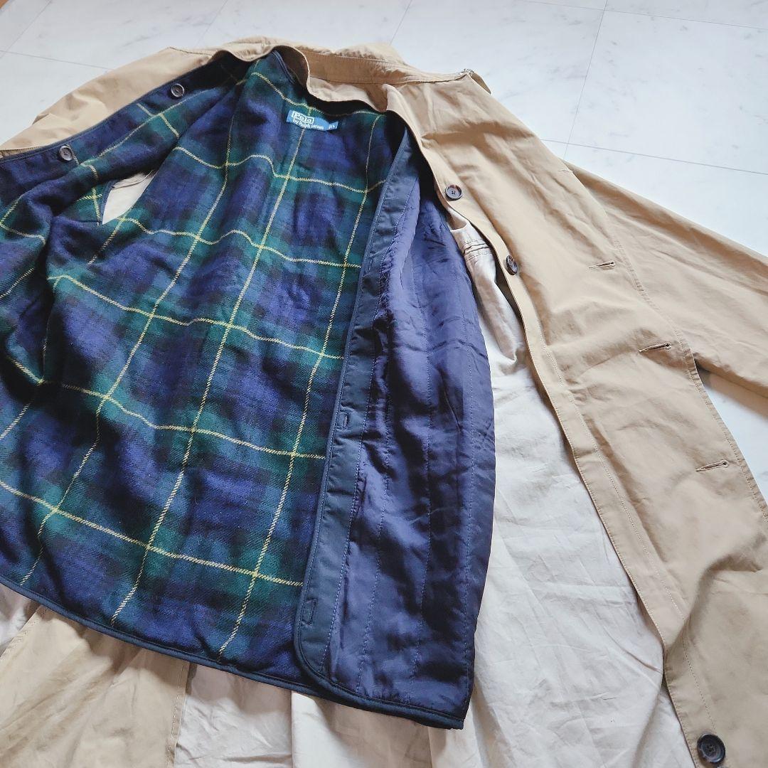 美品 ラルフローレン チェック中綿ライナー付 トレンチコート ベージュＬ