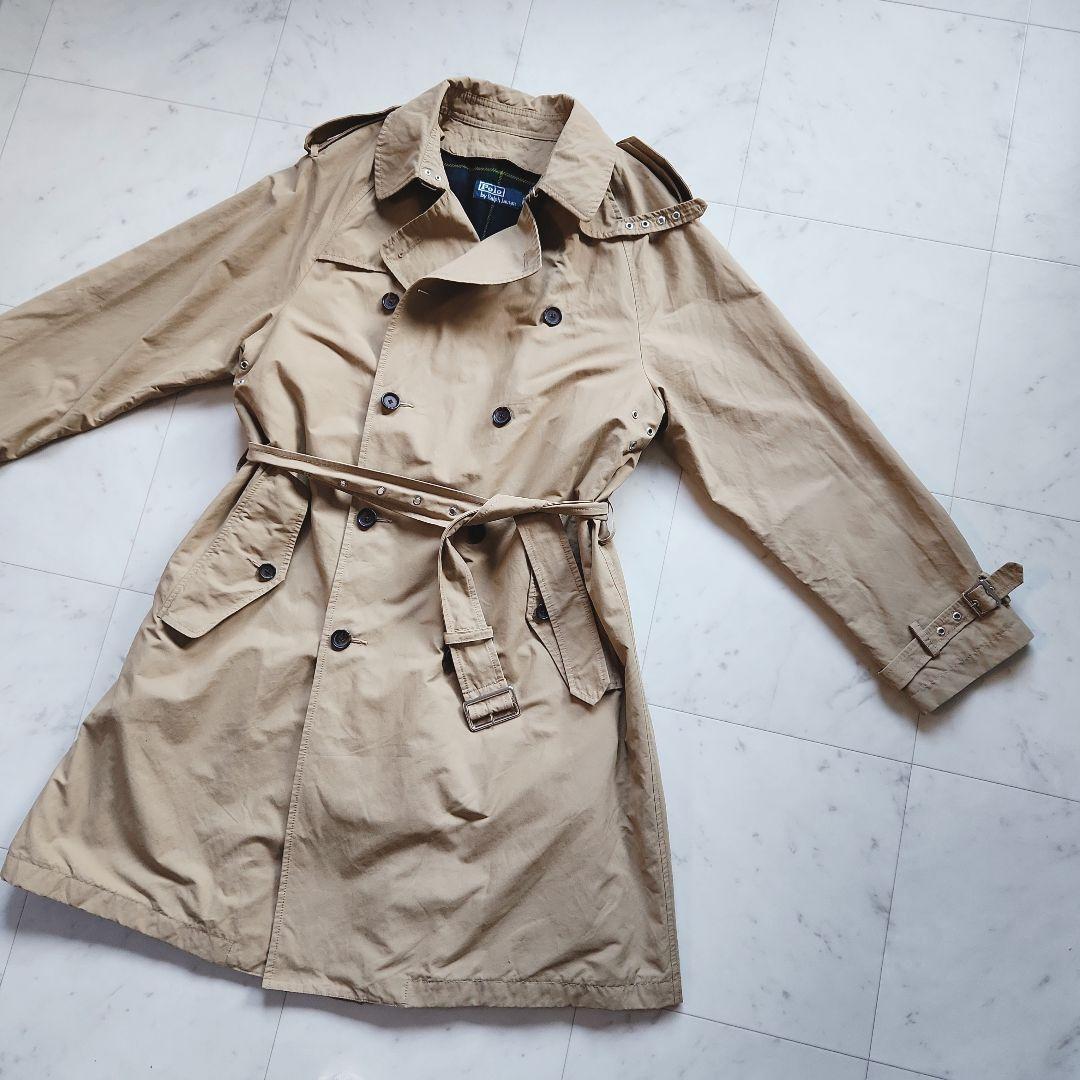 美品 ラルフローレン チェック中綿ライナー付 トレンチコート ベージュＬ