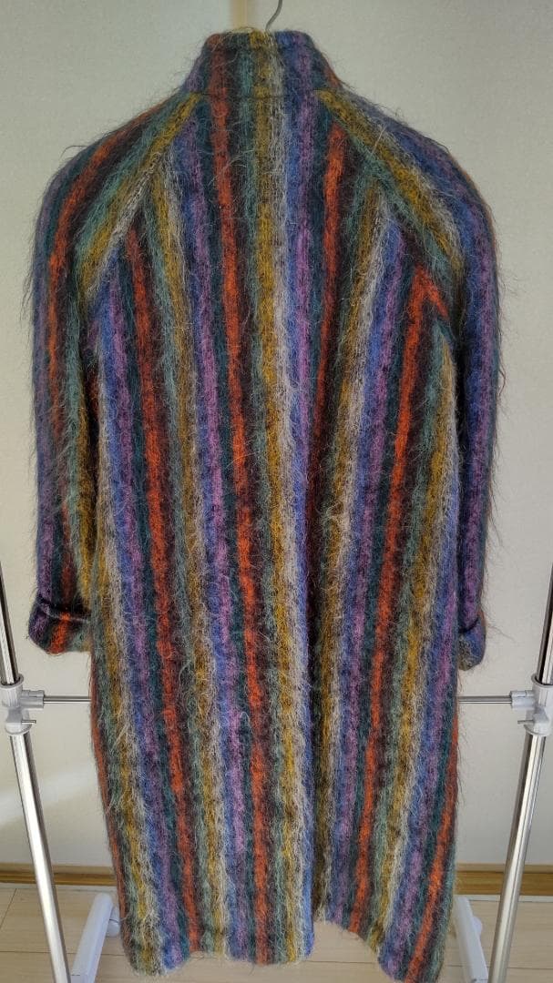 多色ストライプデザイン・ウールロングコート