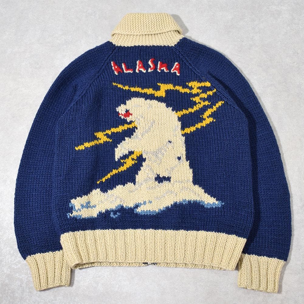 90s ALASKA カウチン ニット セーター S 古着 アメカジ ビンテージ
