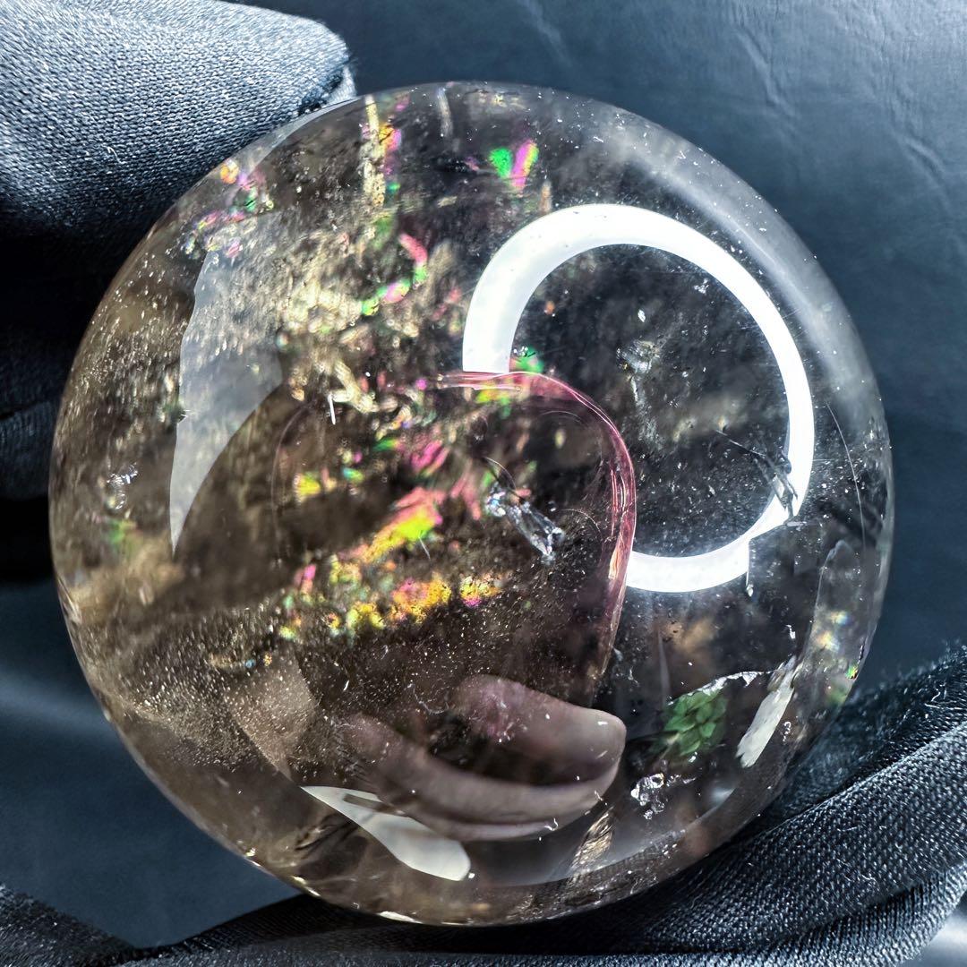 開運 魔除 ❗️レインボー☆スモーキークォーツ丸玉☆パワーストーン天然石A1117