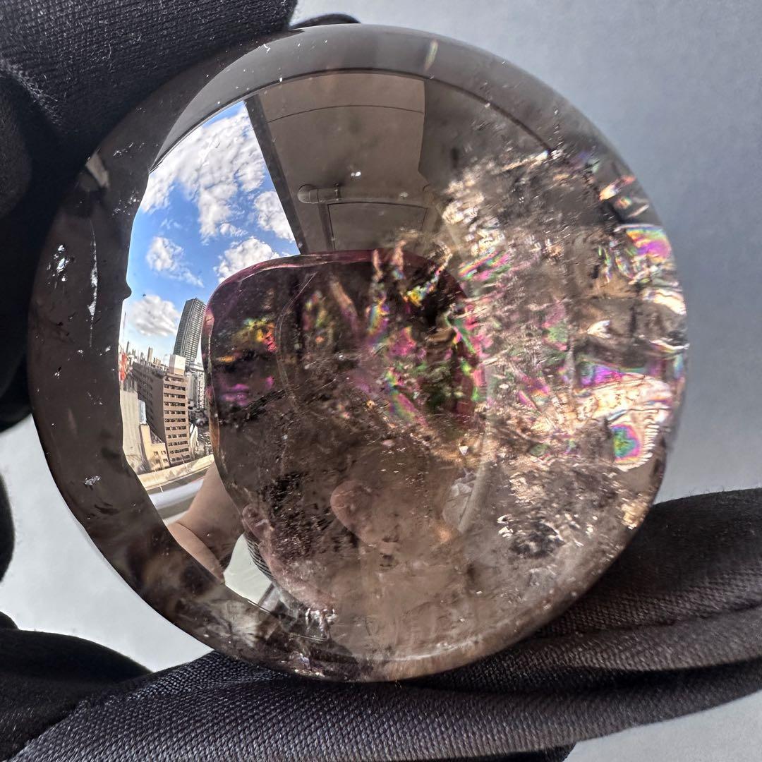 開運 魔除 ❗️レインボー☆スモーキークォーツ丸玉☆パワーストーン天然石A1117