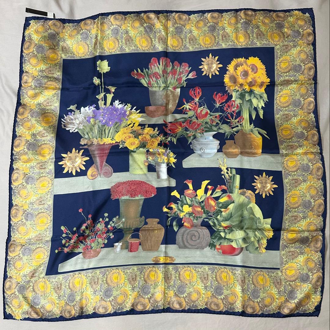 ■GUCCI　■スカーフ　■花　■ネイビー　■ひまわり　■ヴィンテージ