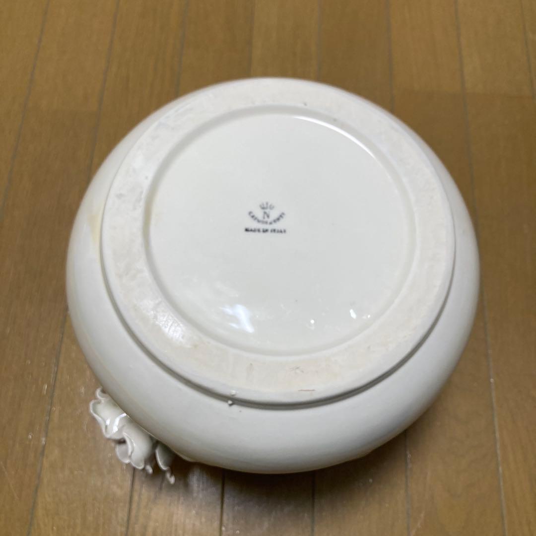 【造花付】カポディモンテ イタリア製 花瓶 フラワーベース 白＋虹色コーティング