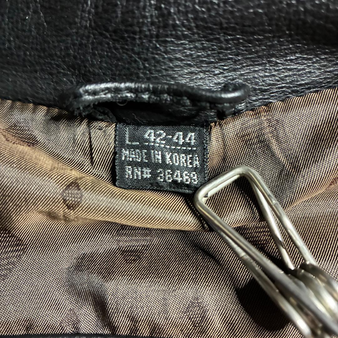 90s レザージャケット 短丈 本革 ブラック L 古着 Y2K 革ジャン 美品