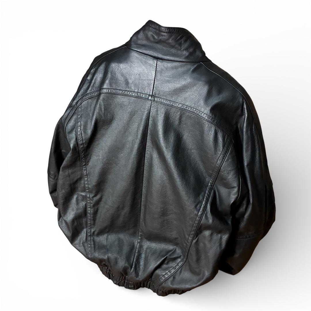 90s レザージャケット 短丈 本革 ブラック L 古着 Y2K 革ジャン 美品