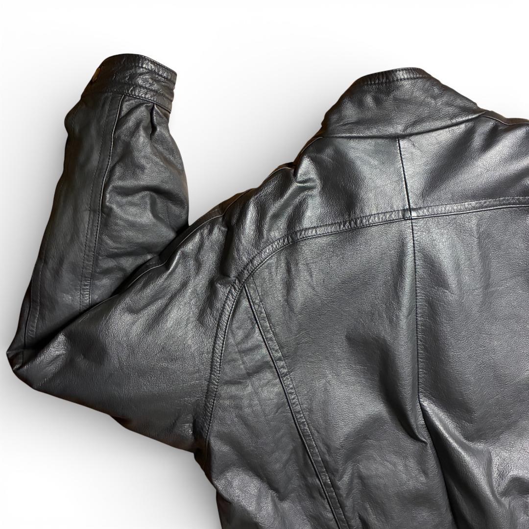 90s レザージャケット 短丈 本革 ブラック L 古着 Y2K 革ジャン 美品