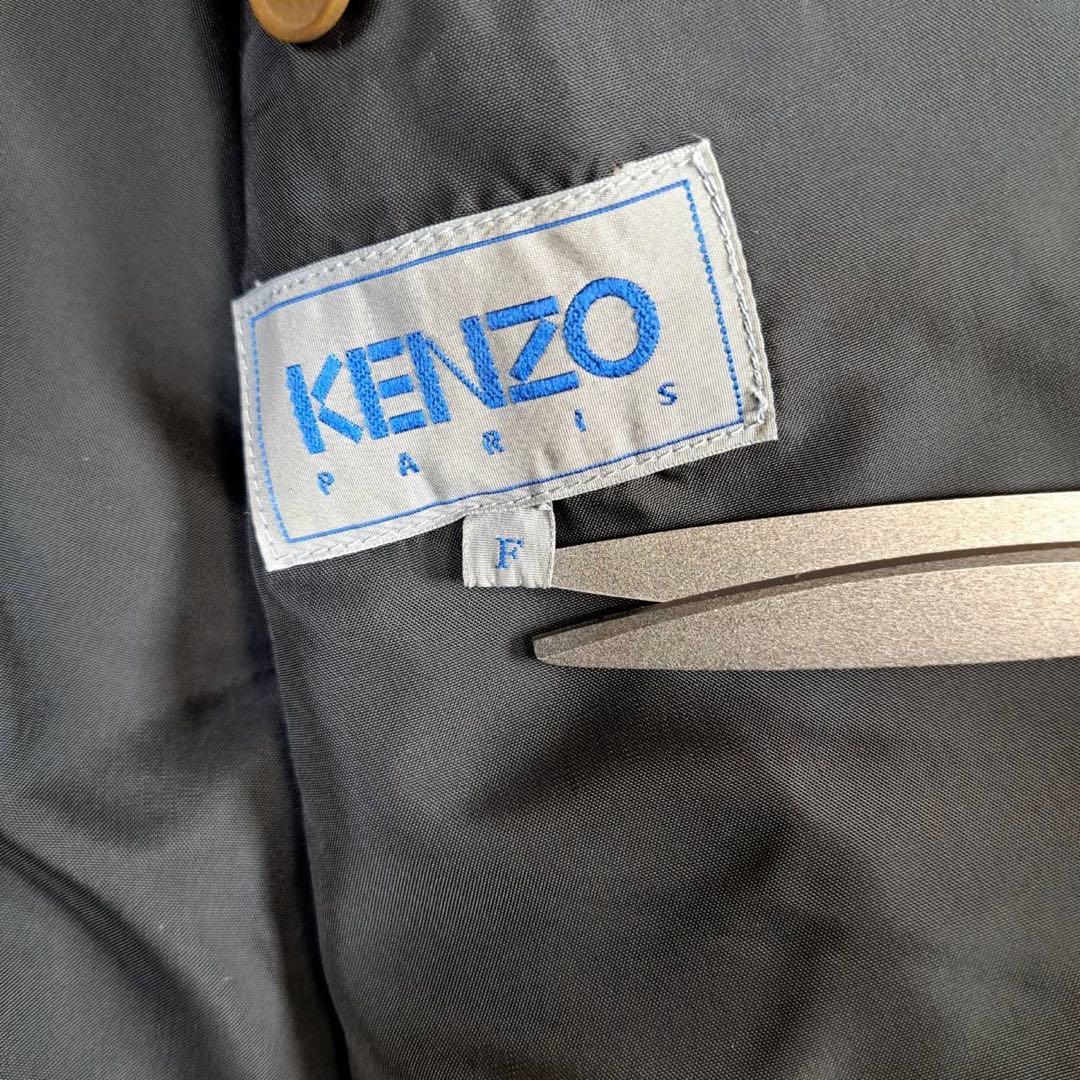 KENZO マキシ丈　着丈121cm　ロングコート　ヘリンボーン　黒