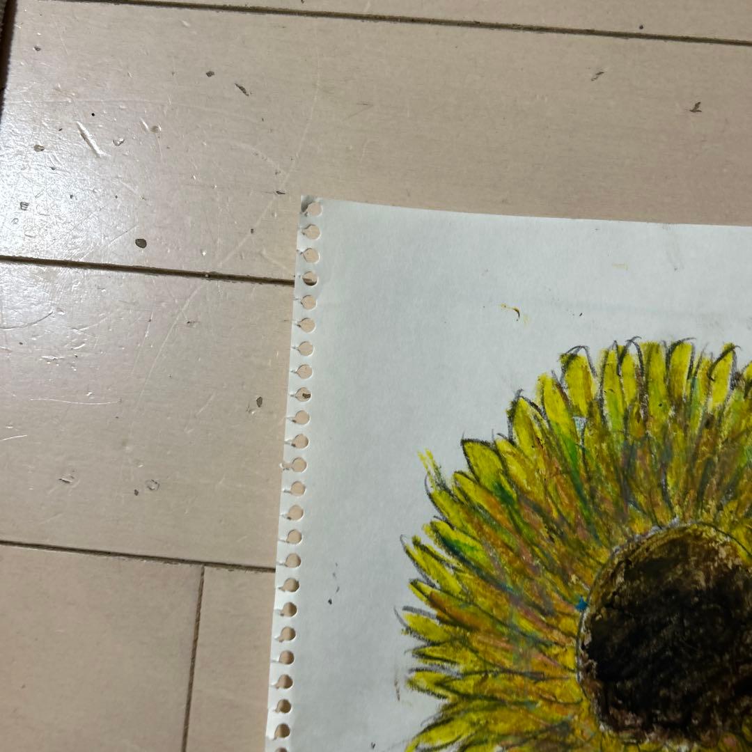 ひまわりの絵画 A4サイズ 手描き
