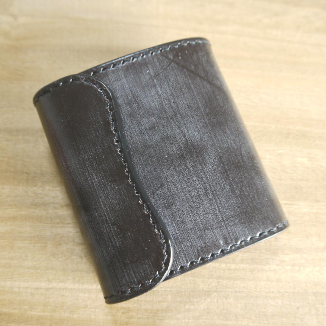 UKブライドルレザー　セドウィック社　コンパクトウォレット　三つ折り　こげ茶/黒