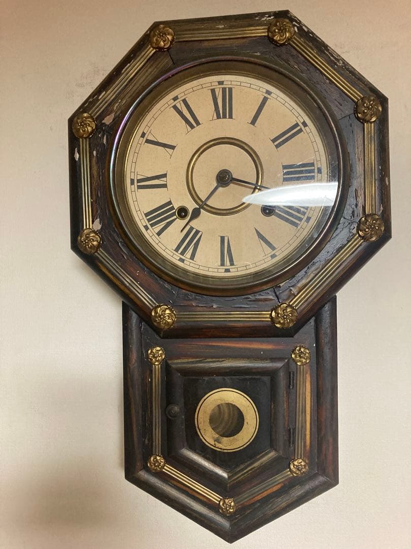 昭和レトロ SEIKOSHAゼンマイ式振り子時計 稼働品 掛け時計 ③