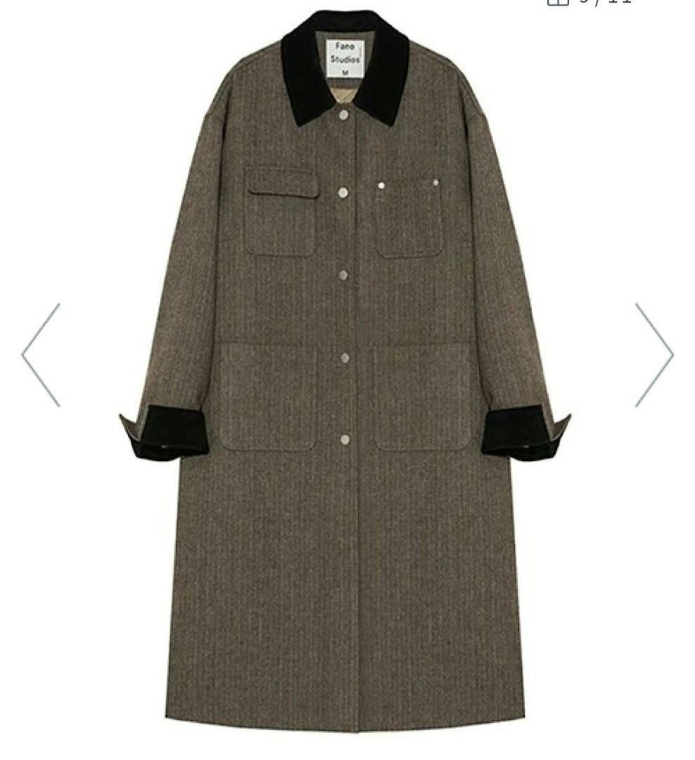 へリンボーン柄 ステンカラーコート 【FanoStudios】