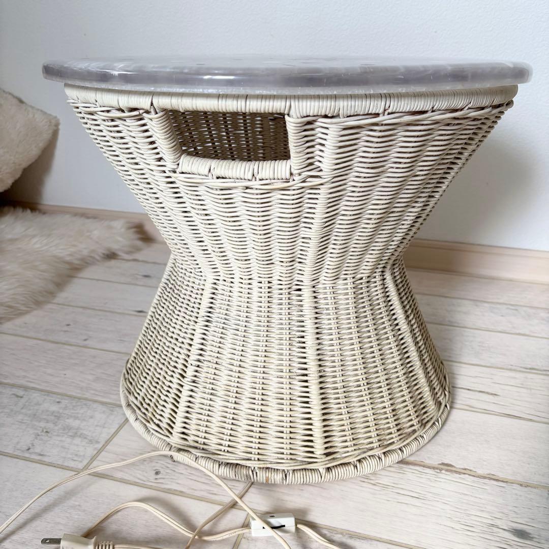 シェル ラタンテーブル　希少　アンティーク　サイドテーブル