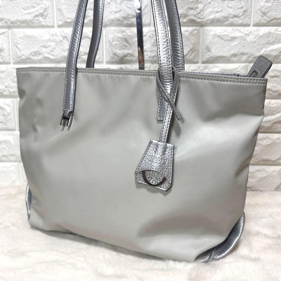 極美品 ヒロフ HIROFU トートバッグ リベロ Lサイズ シルバーグレー