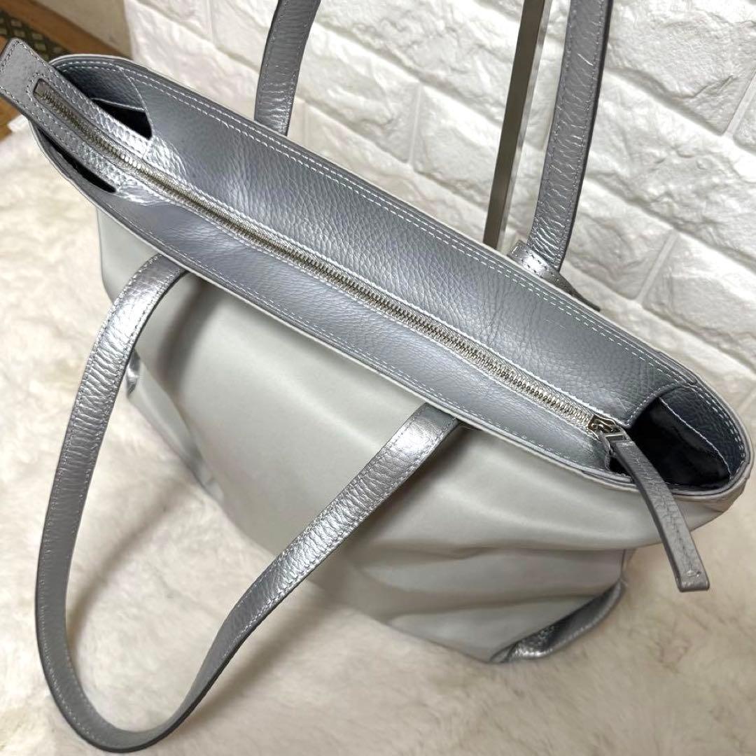 極美品 ヒロフ HIROFU トートバッグ リベロ Lサイズ シルバーグレー